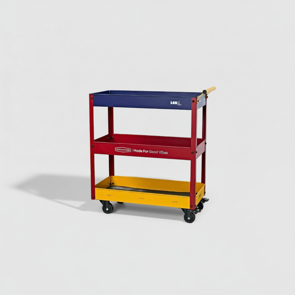 3-Tier Metal Rolling Utility Cart – Retro Multi-Color Mobile Storage Organizer