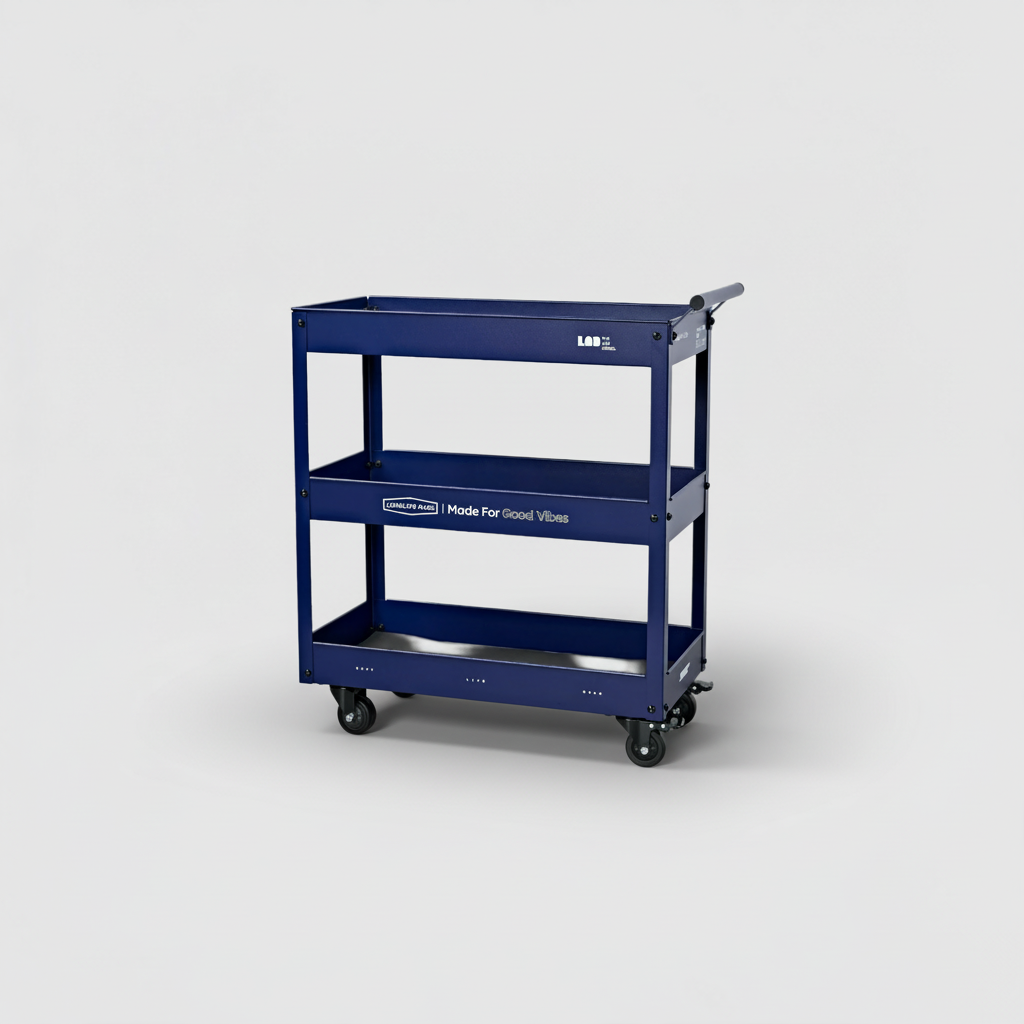 3-Tier Metal Rolling Utility Cart – Retro Multi-Color Mobile Storage Organizer