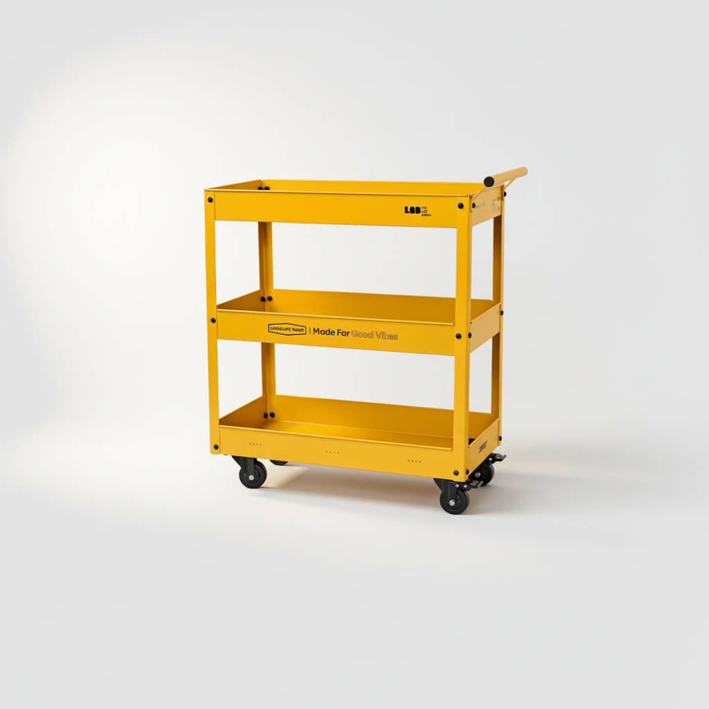 3-Tier Metal Rolling Utility Cart – Retro Multi-Color Mobile Storage Organizer