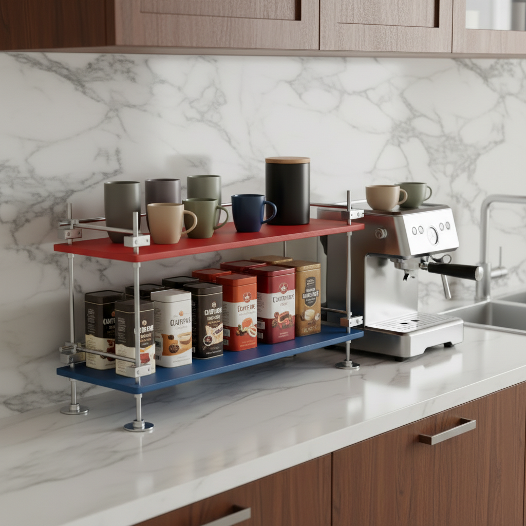 Linear Shaft 2-Tier Coffee Rack