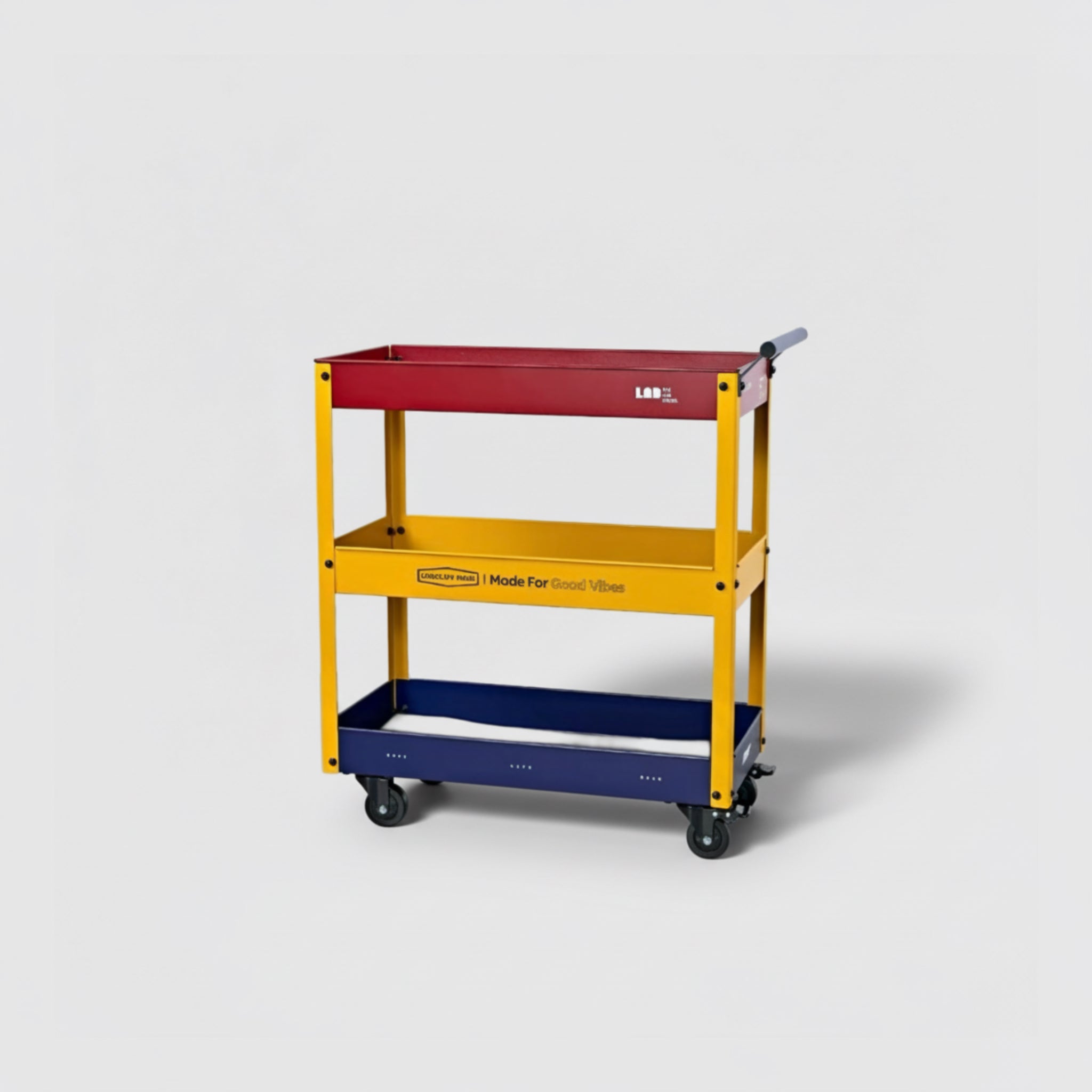 3-Tier Metal Rolling Utility Cart – Retro Multi-Color Mobile Storage Organizer
